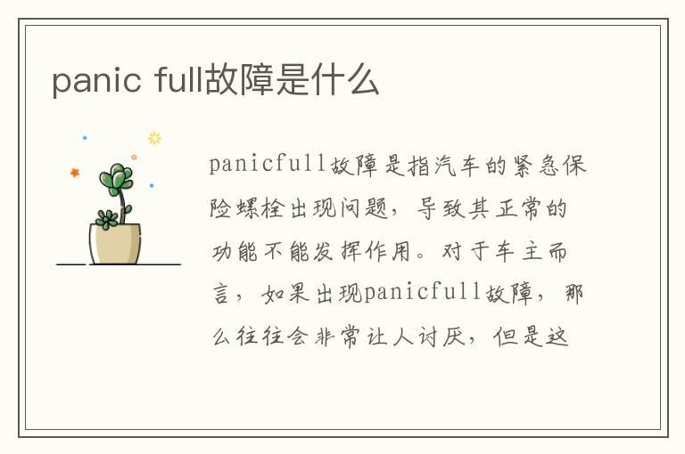 panic full故障是什么