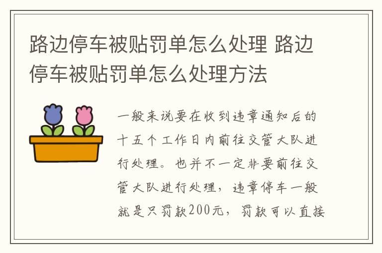 路边停车被贴罚单怎么处理 路边停车被贴罚单怎么处理方法