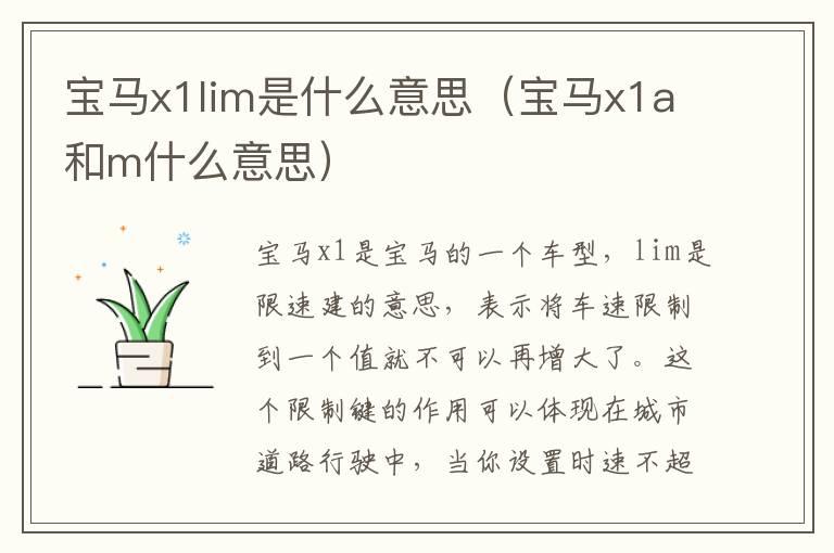 宝马x1lim是什么意思（宝马x1a和m什么意思）