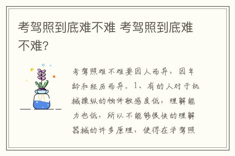 考驾照到底难不难 考驾照到底难不难?