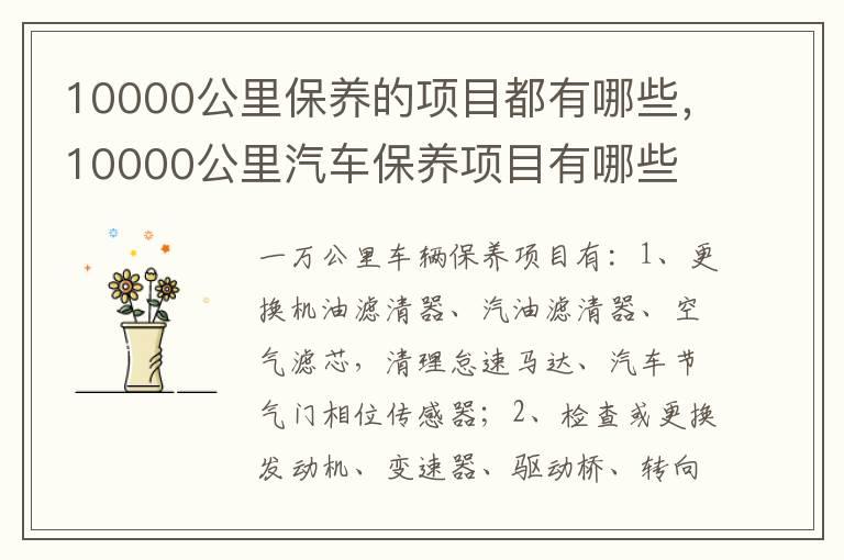 10000公里保养的项目都有哪些，10000公里汽车保养项目有哪些