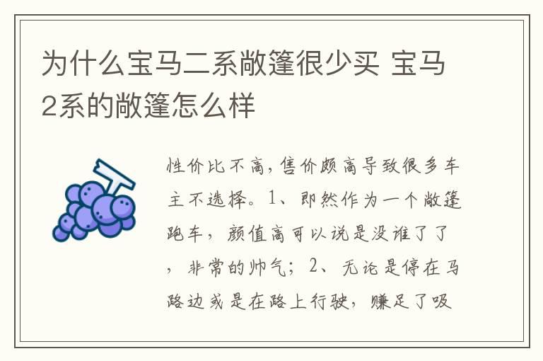 为什么宝马二系敞篷很少买 宝马2系的敞篷怎么样