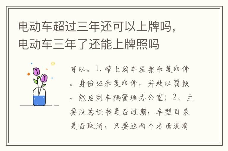 电动车超过三年还可以上牌吗，电动车三年了还能上牌照吗