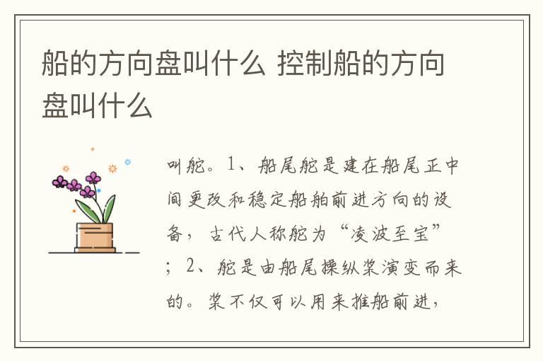 船的方向盘叫什么 控制船的方向盘叫什么