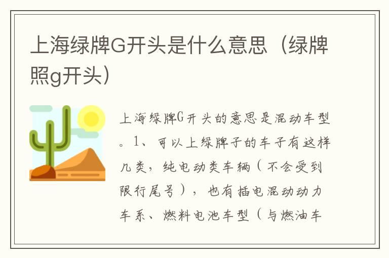 上海绿牌G开头是什么意思（绿牌照g开头）