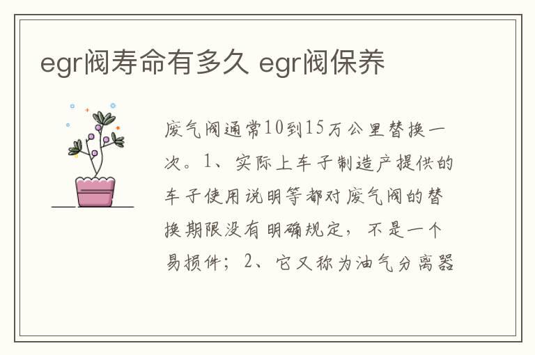 egr阀寿命有多久 egr阀保养