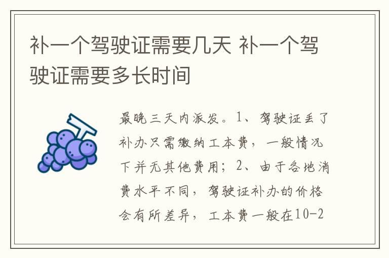 补一个驾驶证需要几天 补一个驾驶证需要多长时间