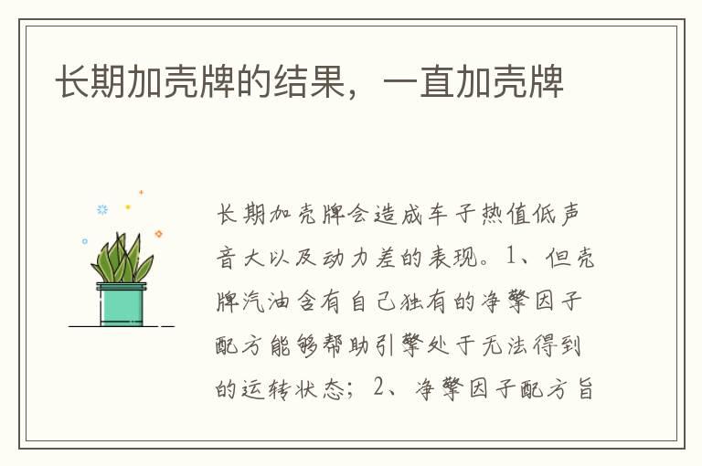 长期加壳牌的结果，一直加壳牌