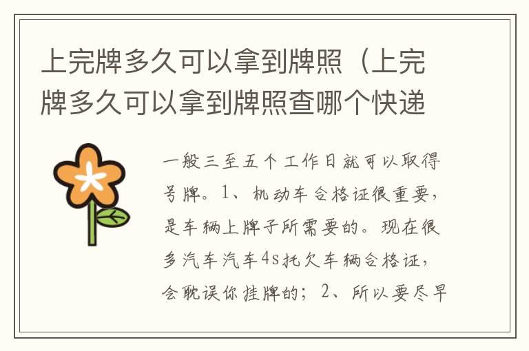 上完牌多久可以拿到牌照（上完牌多久可以拿到牌照查哪个快递）