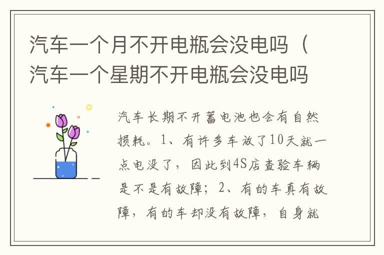 汽车一个月不开电瓶会没电吗（汽车一个星期不开电瓶会没电吗）