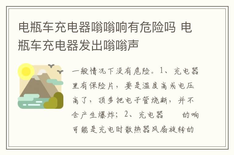 电瓶车充电器嗡嗡响有危险吗 电瓶车充电器发出嗡嗡声