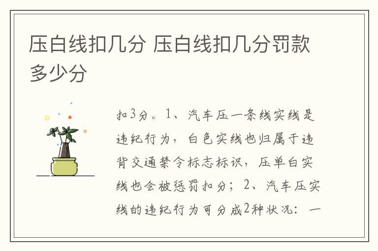 压白线扣几分 压白线扣几分罚款多少分