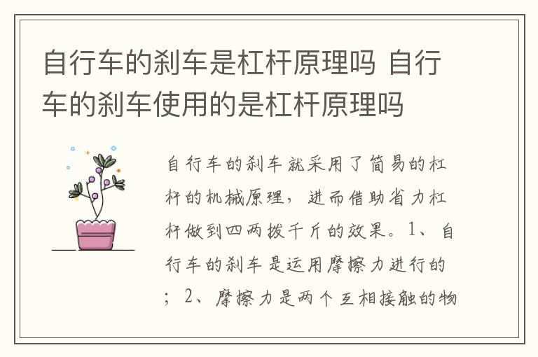 自行车的刹车是杠杆原理吗 自行车的刹车使用的是杠杆原理吗