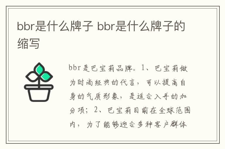 bbr是什么牌子 bbr是什么牌子的缩写