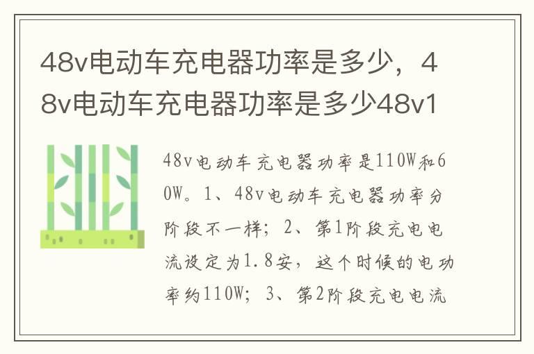 48v电动车充电器功率是多少，48v电动车充电器功率是多少48v16A是多少瓦