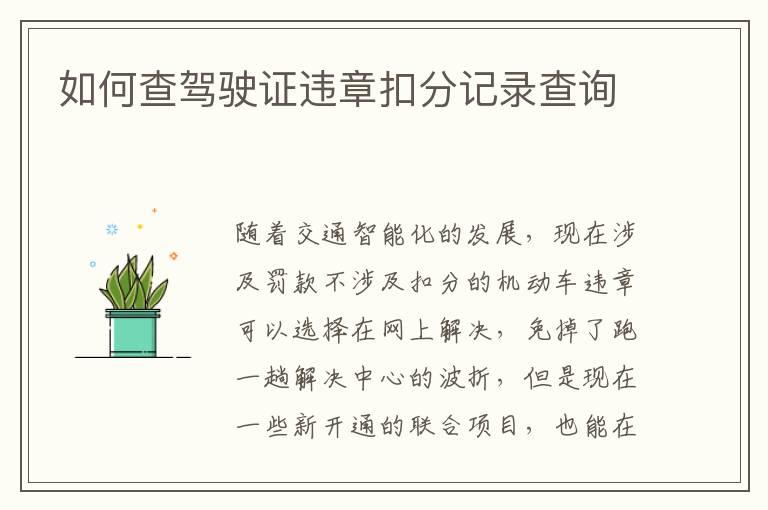 如何查驾驶证违章扣分记录查询