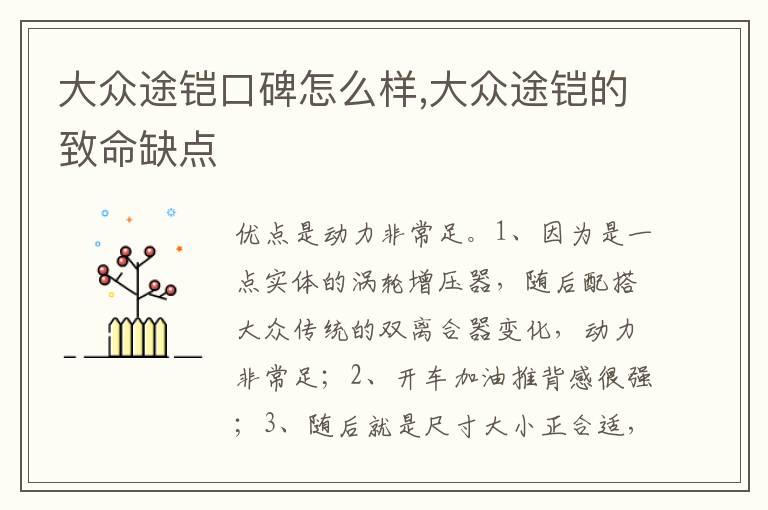 大众途铠口碑怎么样,大众途铠的致命缺点