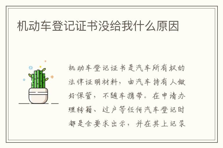 机动车登记证书没给我什么原因