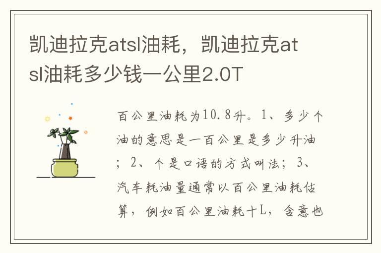 凯迪拉克atsl油耗，凯迪拉克atsl油耗多少钱一公里2.0T