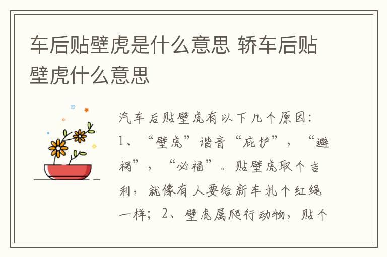 车后贴壁虎是什么意思 轿车后贴壁虎什么意思