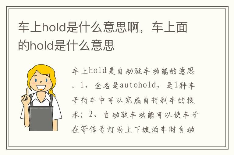 车上hold是什么意思啊，车上面的hold是什么意思