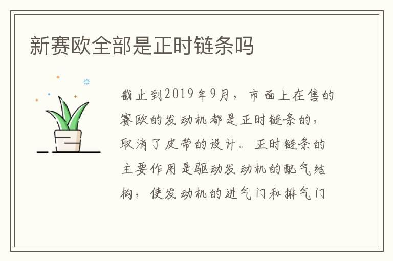 新赛欧全部是正时链条吗