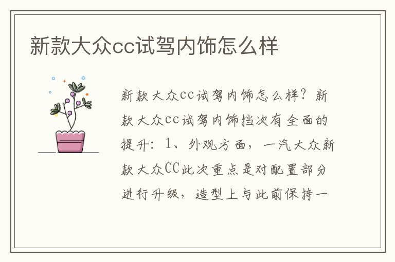 新款大众cc试驾内饰怎么样