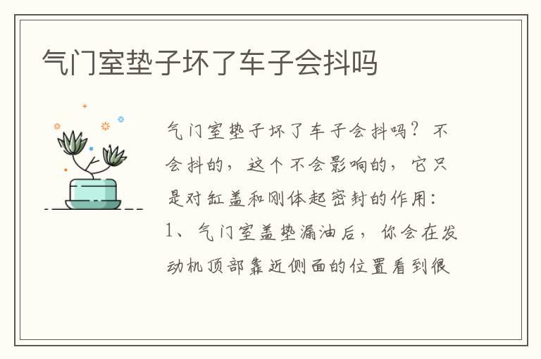 气门室垫子坏了车子会抖吗