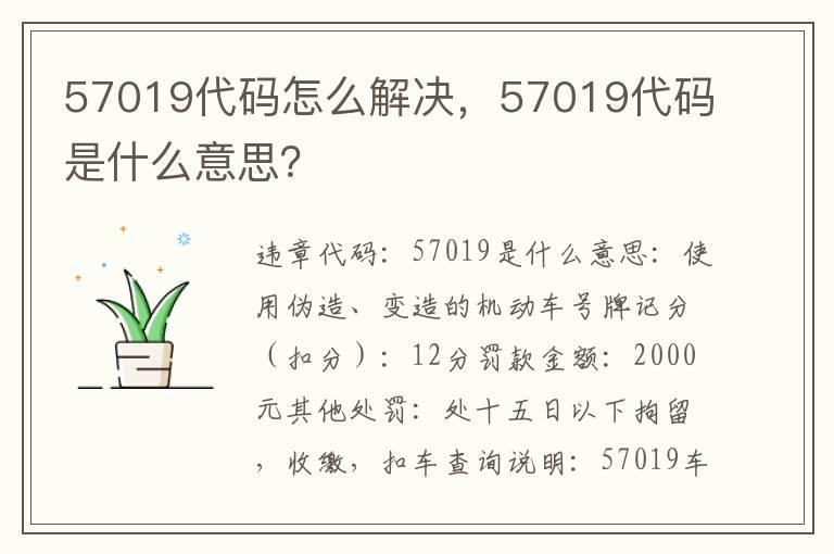 57019代码怎么解决，57019代码是什么意思？