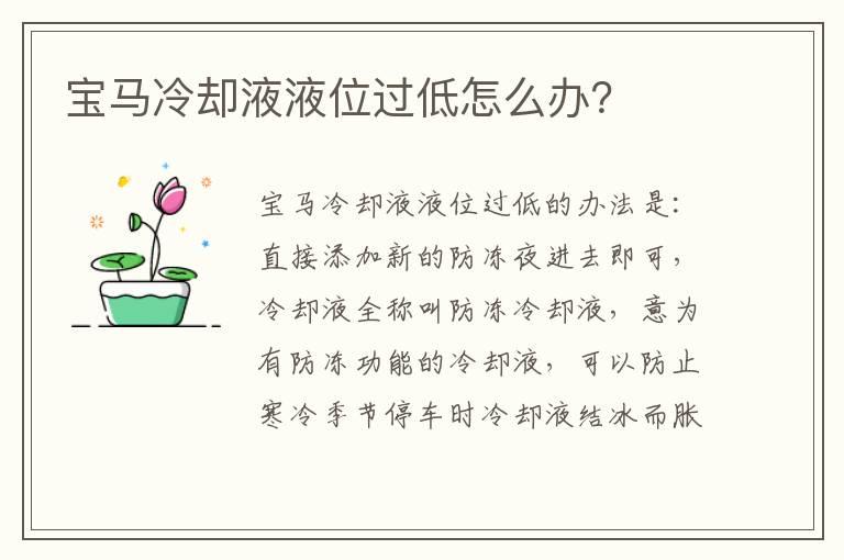 宝马冷却液液位过低怎么办？