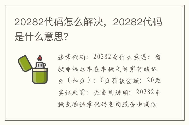 20282代码怎么解决，20282代码是什么意思？