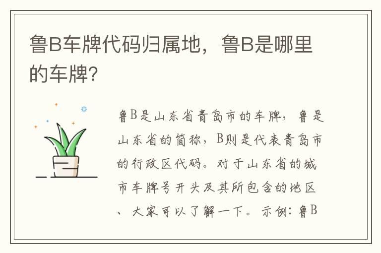 鲁B车牌代码归属地，鲁B是哪里的车牌？