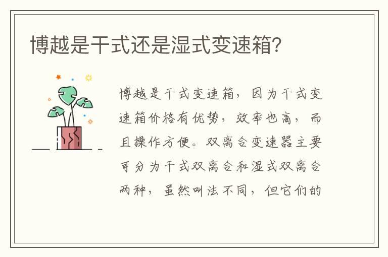 博越是干式还是湿式变速箱？