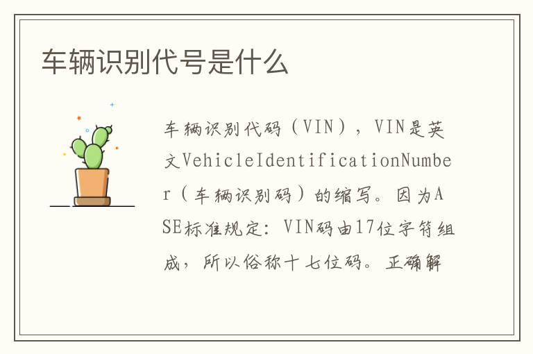 车辆识别代号是什么
