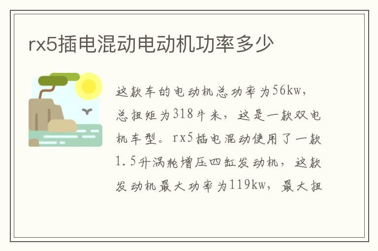 rx5插电混动电动机功率多少