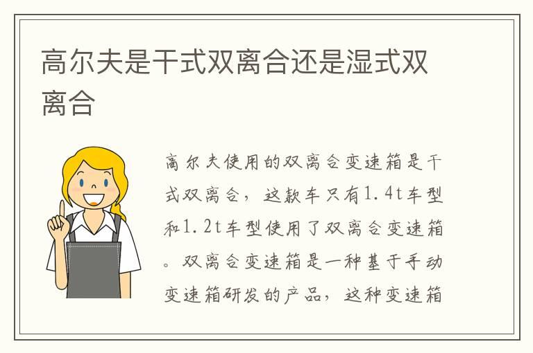 高尔夫是干式双离合还是湿式双离合