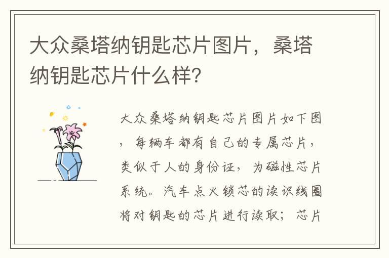 大众桑塔纳钥匙芯片图片，桑塔纳钥匙芯片什么样？