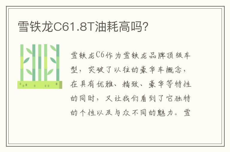 雪铁龙C61.8T油耗高吗？