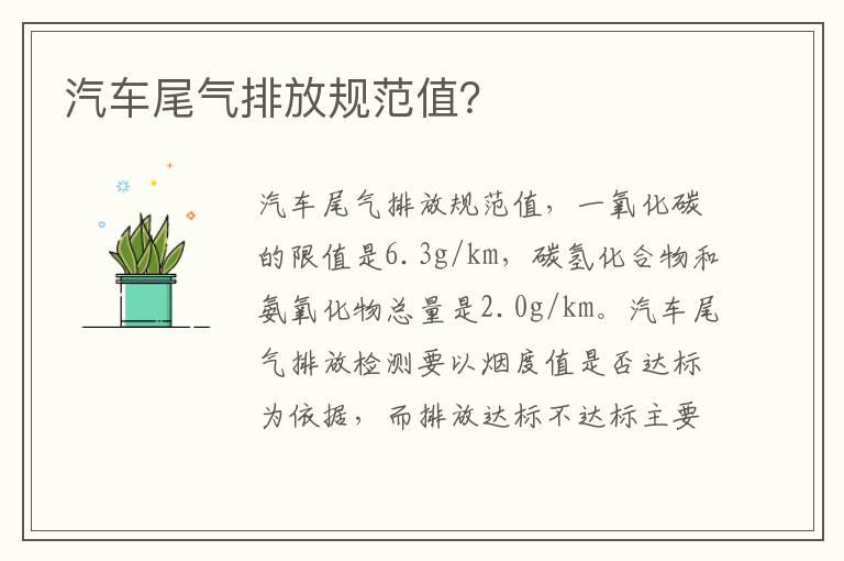 汽车尾气排放规范值？