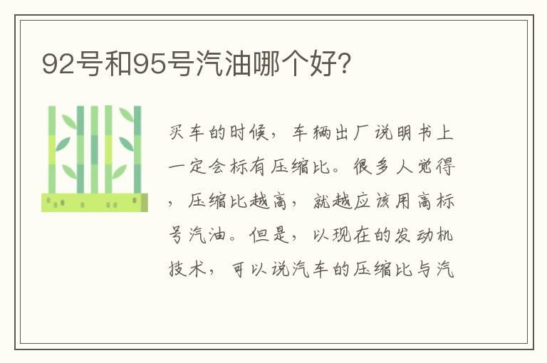 92号和95号汽油哪个好？