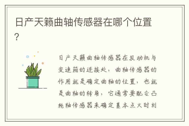 日产天籁曲轴传感器在哪个位置？