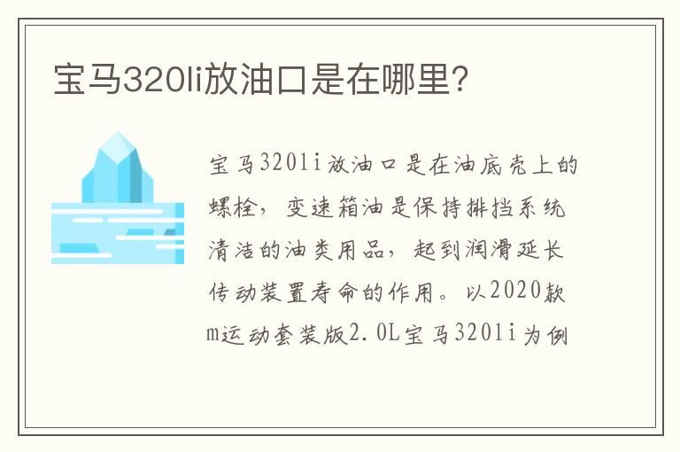 宝马320li放油口是在哪里？