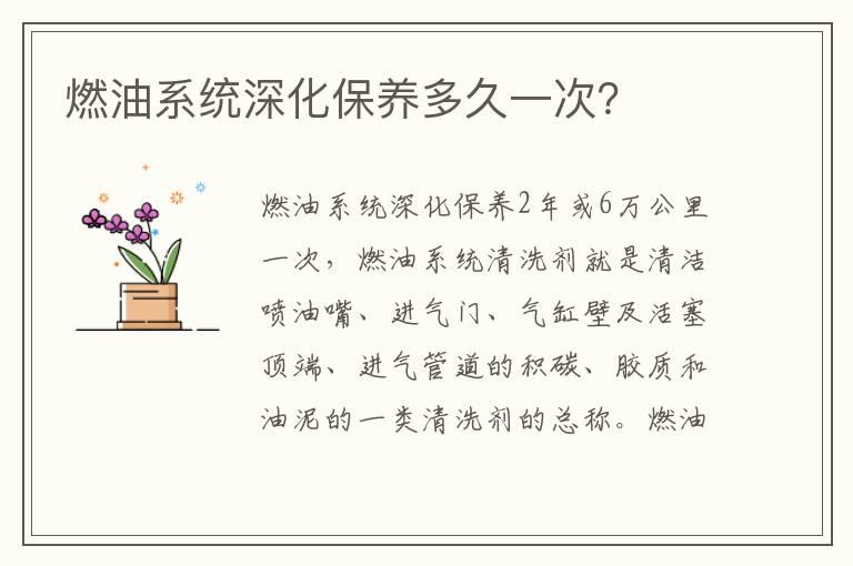 燃油系统深化保养多久一次？