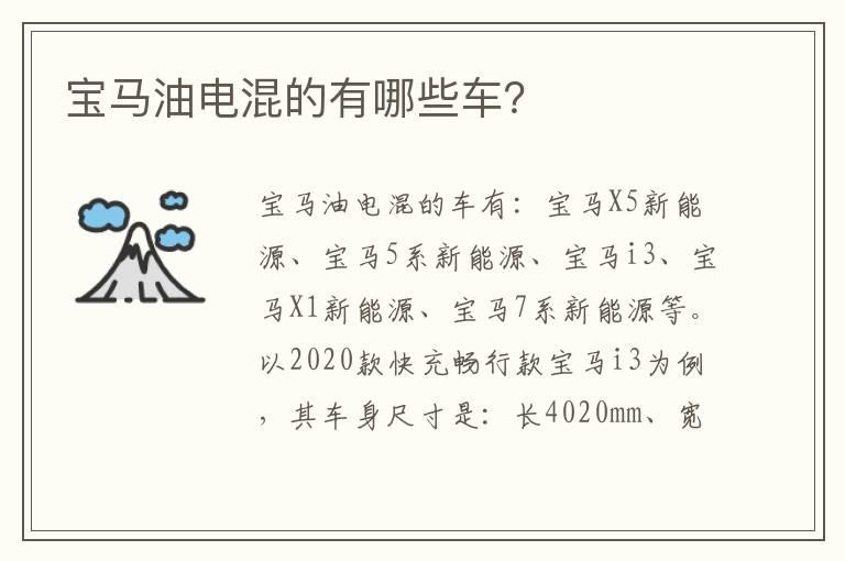 宝马油电混的有哪些车？