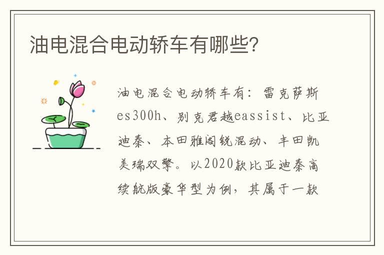 油电混合电动轿车有哪些？