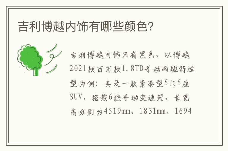 吉利博越内饰有哪些颜色？