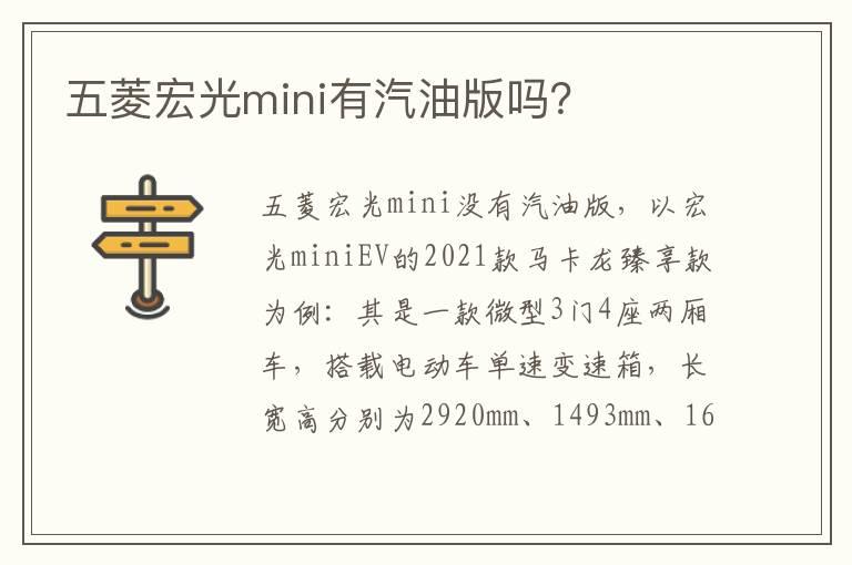 五菱宏光mini有汽油版吗？