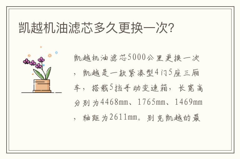 凯越机油滤芯多久更换一次？