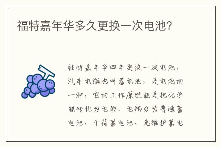 福特嘉年华多久更换一次电池？