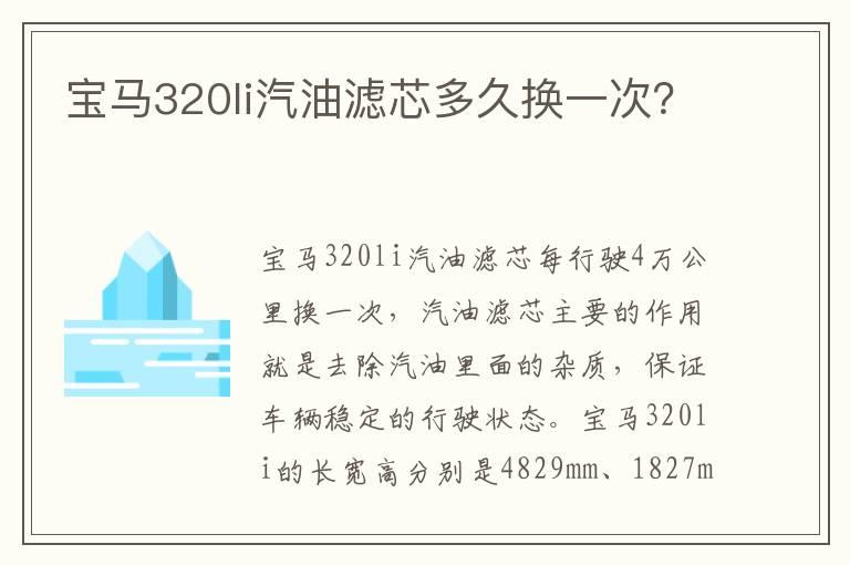 宝马320li汽油滤芯多久换一次？